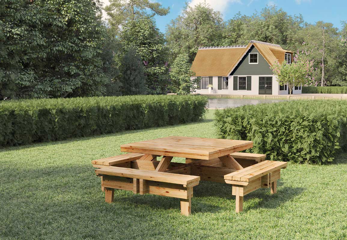 Picknicktafel vierkant geïmpregneerd vuren