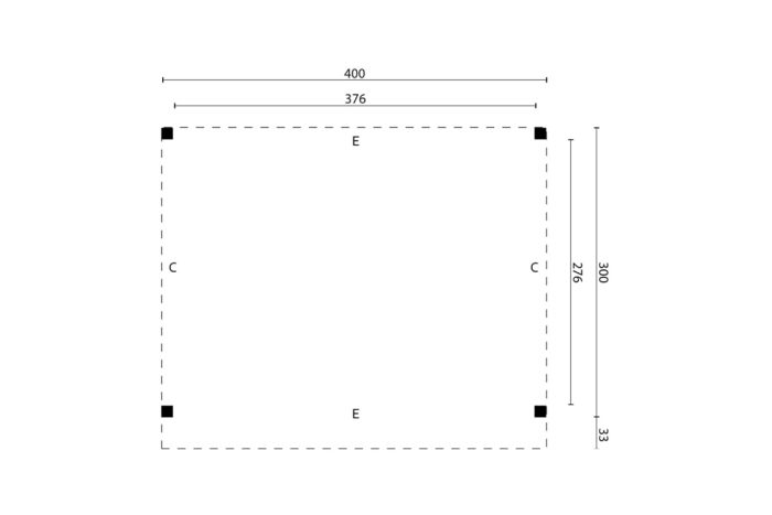 Overkapping Zoutelande 400 X 330 cm plattegrond