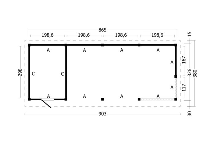 Overkapping Plat dak Oslo L Type 10 plattegrond