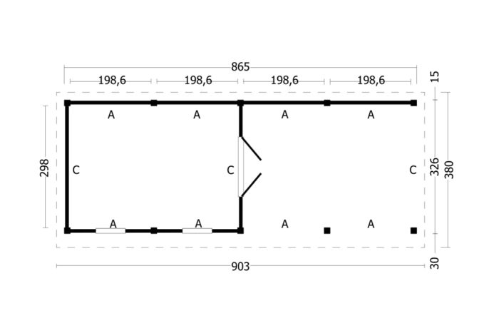 Overkapping Plat dak Oslo L Type 11 plattegrond