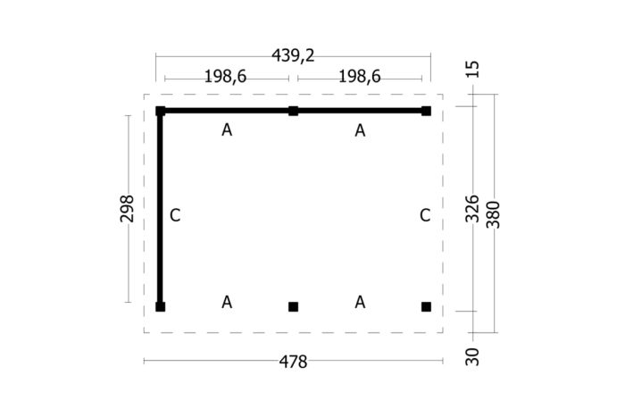 Overkapping Plat dak Oslo L Type 2 plattegrond