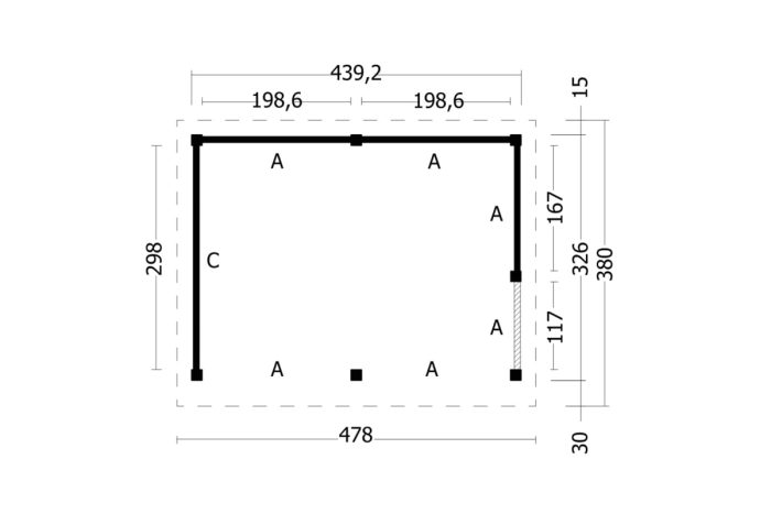 Overkapping Plat dak Oslo L Type 3 plattegrond