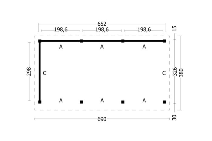 Overkapping Plat dak Oslo L Type 6 plattegrond