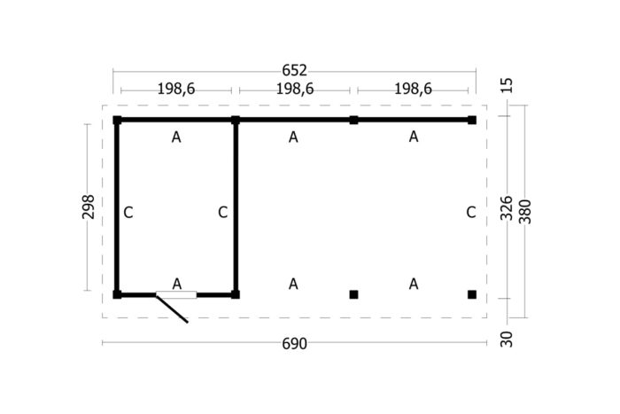 Overkapping Plat dak Oslo L Type 7 plattegrond