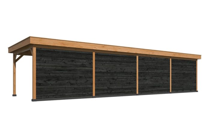 Overkapping Plat dak Oslo Xl Type 11 Zwart achteraanzicht