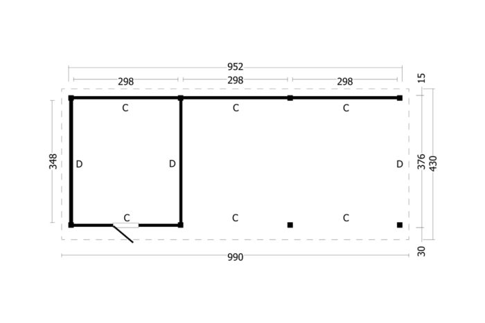 Overkapping Plat dak Oslo Xl Type 7 plattegrond