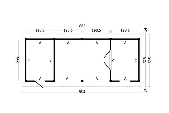 Overkapping Zadeldak Hamar L Type 12 plattegrond