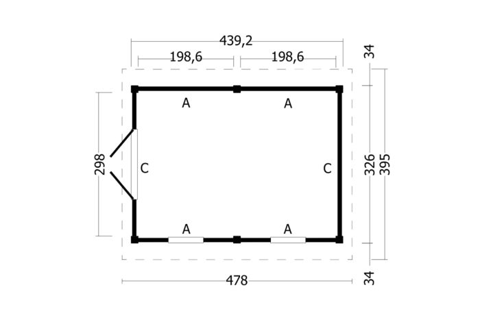 Overkapping Zadeldak Hamar L Type 4 plattegrond