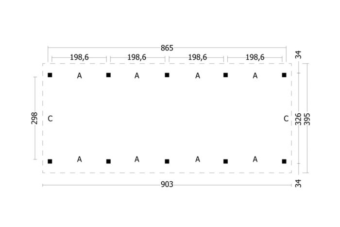 Overkapping Zadeldak Hamar L Type 9 plattegrond
