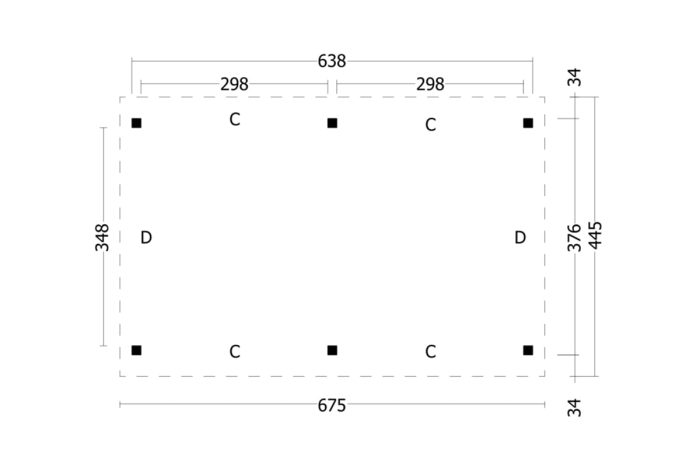 Overkapping Zadeldak Hamar Xl Type 1 plattegrond