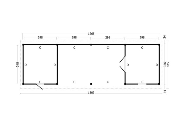 Overkapping Zadeldak Hamar Xl Type 12 plattegrond