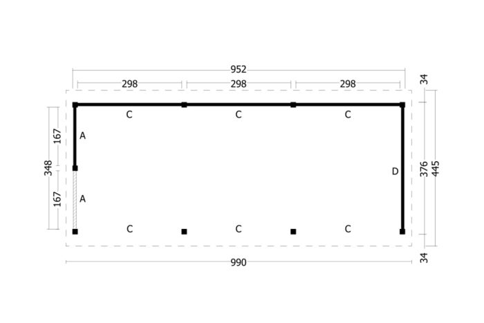 Overkapping Zadeldak Hamar Xl Type 6 plattegrond