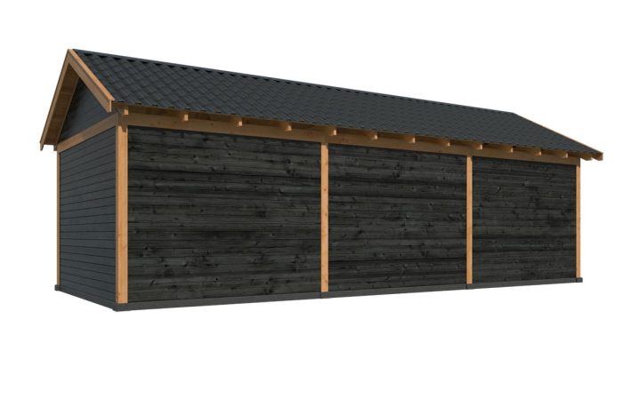 Overkapping Zadeldak Hamar Xl Type 6 Zwart achteraanzicht