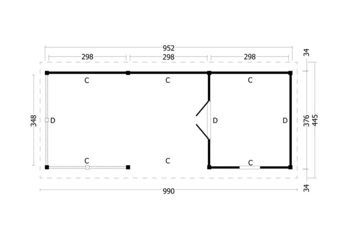 Overkapping Zadeldak Hamar Xl Type 7 plattegrond
