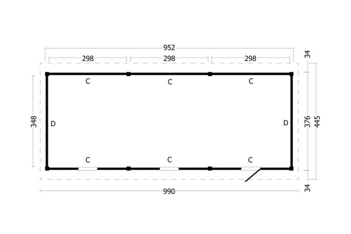 Overkapping Zadeldak Hamar Xl Type 8 plattegrond