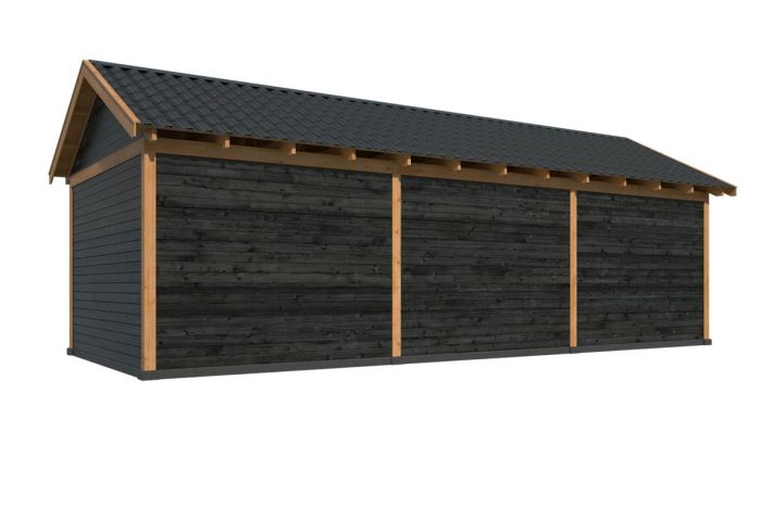 Overkapping Zadeldak Hamar Xl Type 8 Zwart achteraanzicht