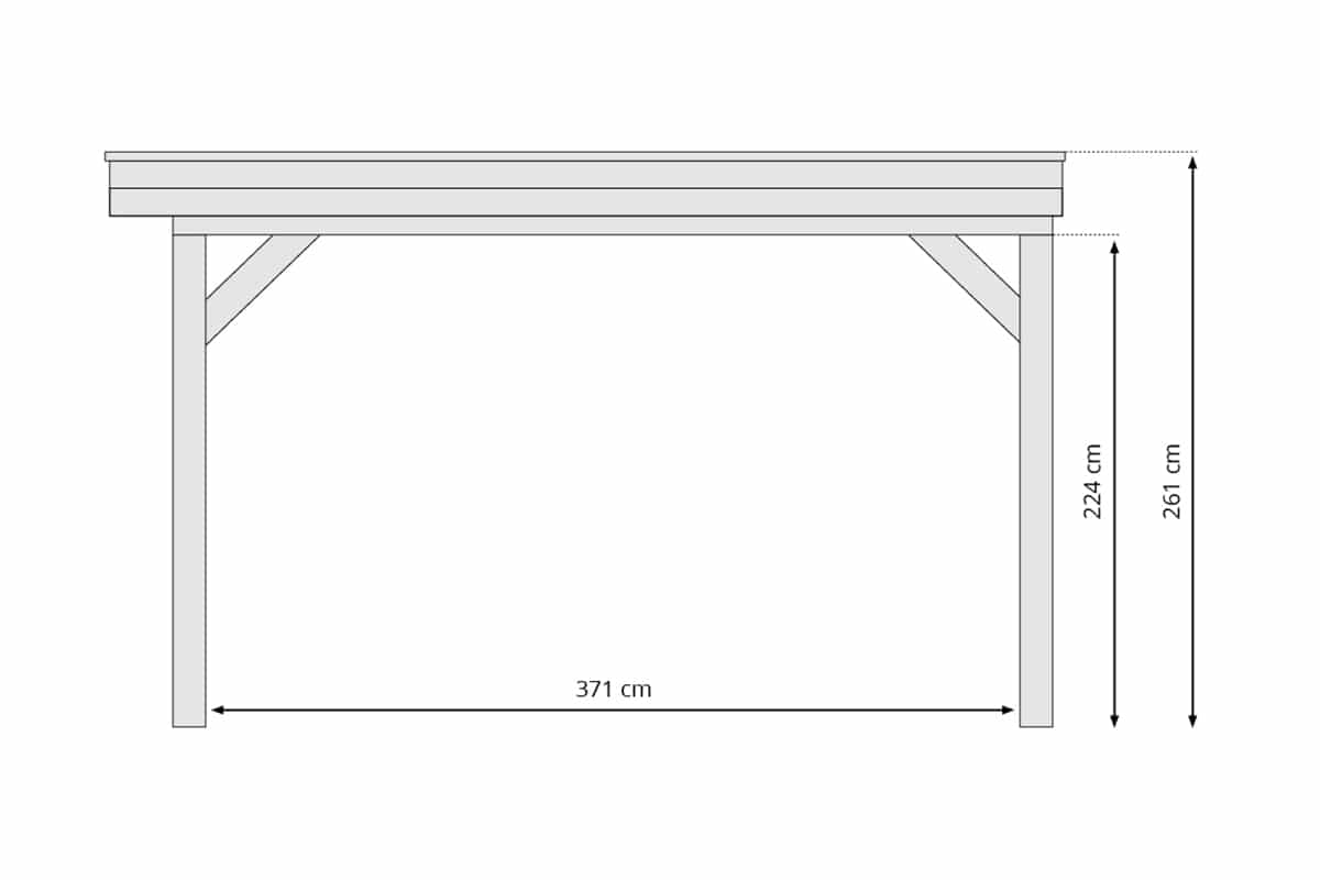 Zijaanzicht Plat dak Overkapping Supreme Douglas 371 cm