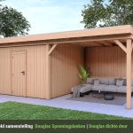 Overkapping Smooth Serie 4 Douglas - 6 staanders - Douglas Sponningplanken wanden