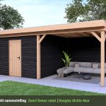 Overkapping Smooth Serie 4 Douglas - 6 staanders - Zwart Deens Rabat wanden
