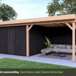 Overkapping Smooth Serie 4 Douglas - 6 staanders - Zwart Deens Rabat wanden