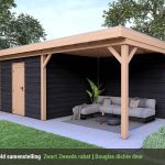 Overkapping Smooth Serie 4 Douglas - 6 staanders - Zwart Zweeds Rabat wanden