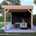 Overkapping Smooth Serie 4 Douglas - 6 staanders - Zwart Zweeds Rabat wanden