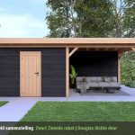 Overkapping Smooth Serie 4 Douglas - 6 staanders - Zwart Zweeds Rabat wanden