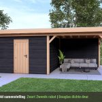 Overkapping Smooth Serie 4 Douglas - 6 staanders - Zwart Zweeds Rabat wanden