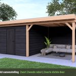 Overkapping Smooth Serie 4 Douglas - 6 staanders - Zwart Zweeds Rabat wanden