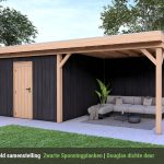 Overkapping Smooth Serie 4 Douglas - 6 staanders - Zwarte Sponningplanken wanden