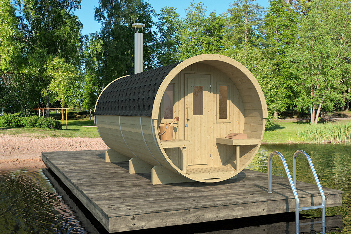 Barrelsauna Vuren 205 x 400 cm Interflex