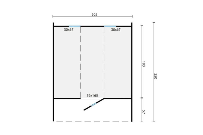 Saunabarrel Thermowood 205 X 250 cm plattegrond