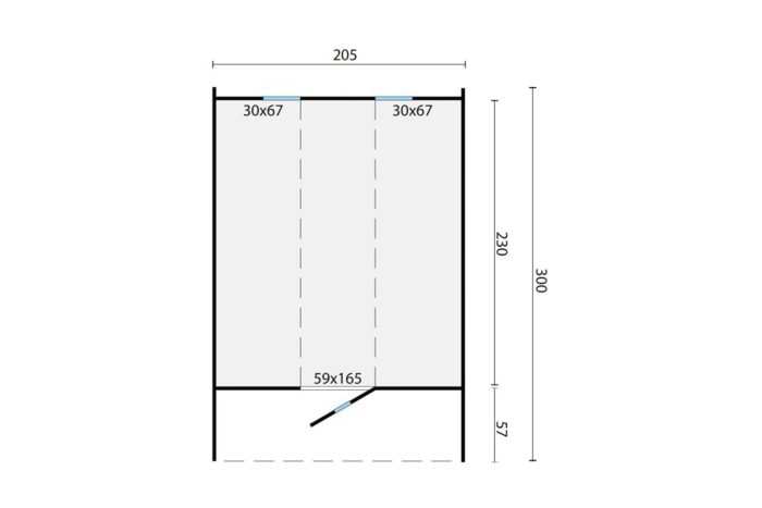 Saunabarrel Thermowood 205 X 300 cm plattegrond