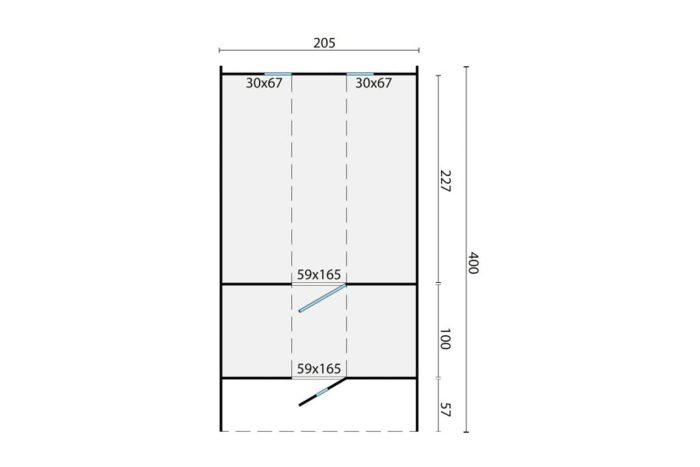 Saunabarrel Thermowood 205 X 400 cm plattegrond