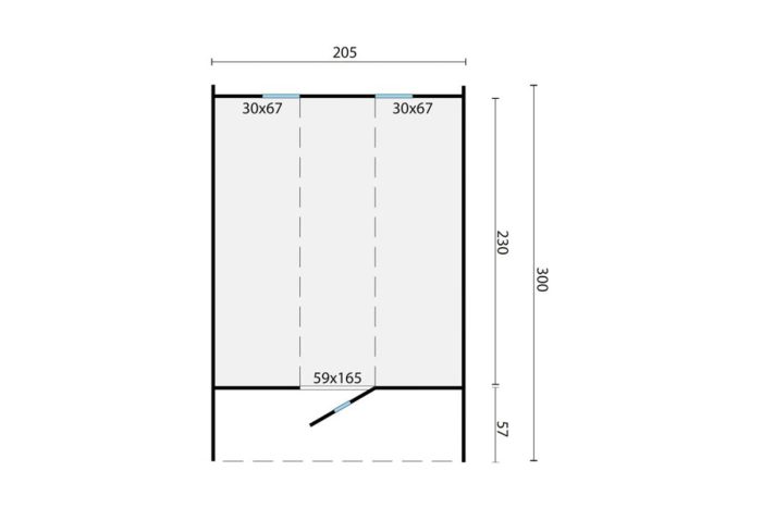Saunabarrel Vuren 205 X 300 cm plattegrond