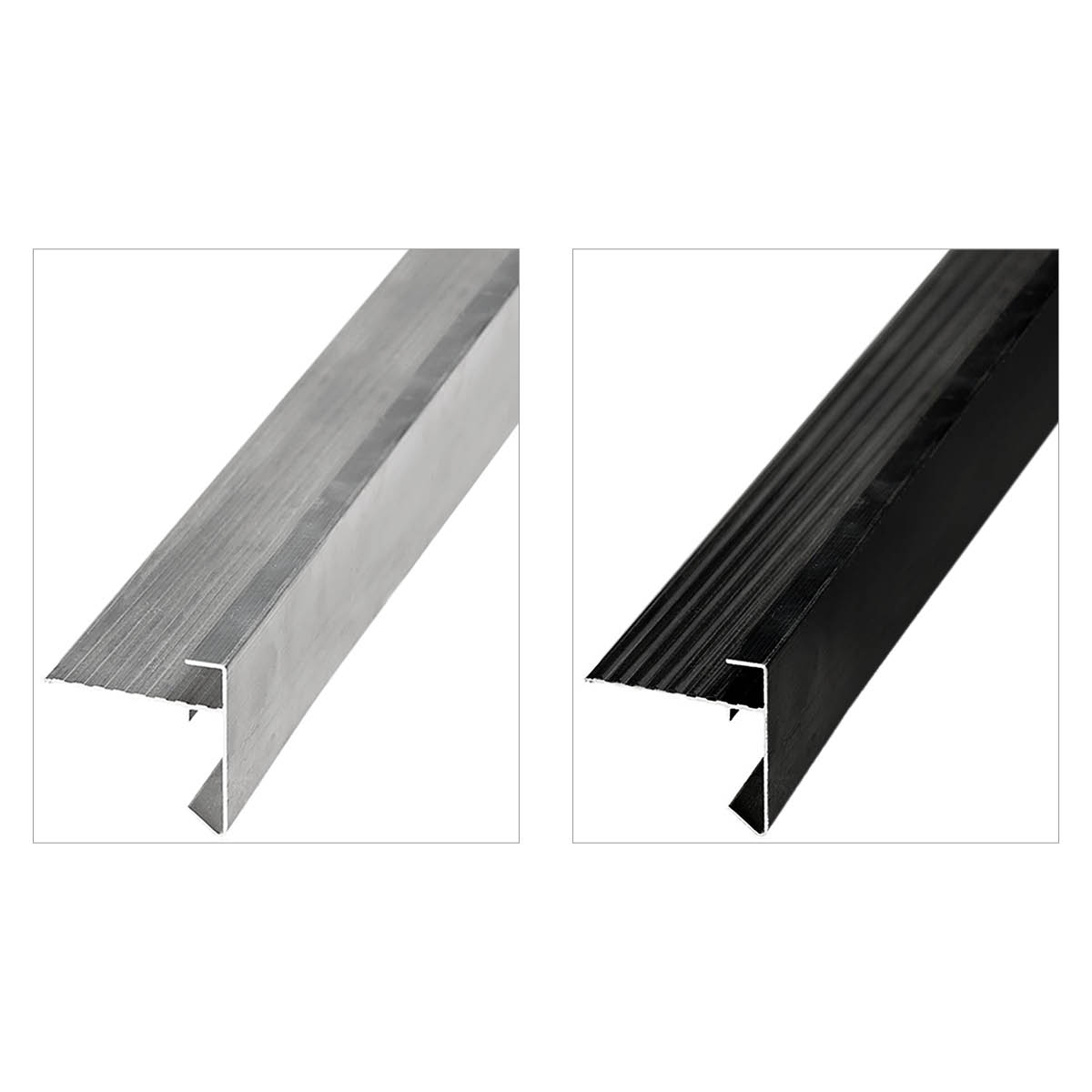 Daktrim recht 250 cm blank aluminium / zwart aluminium