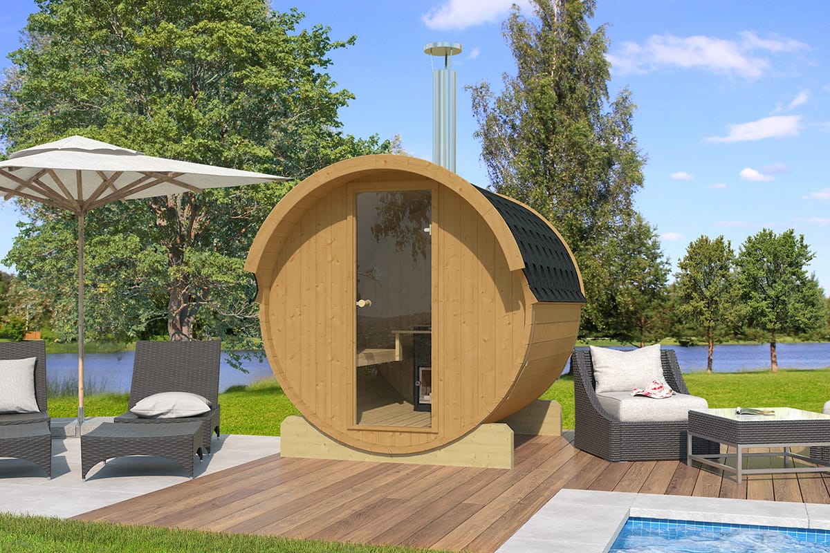 Barrelsauna Thermowood 205 x 220 cm
