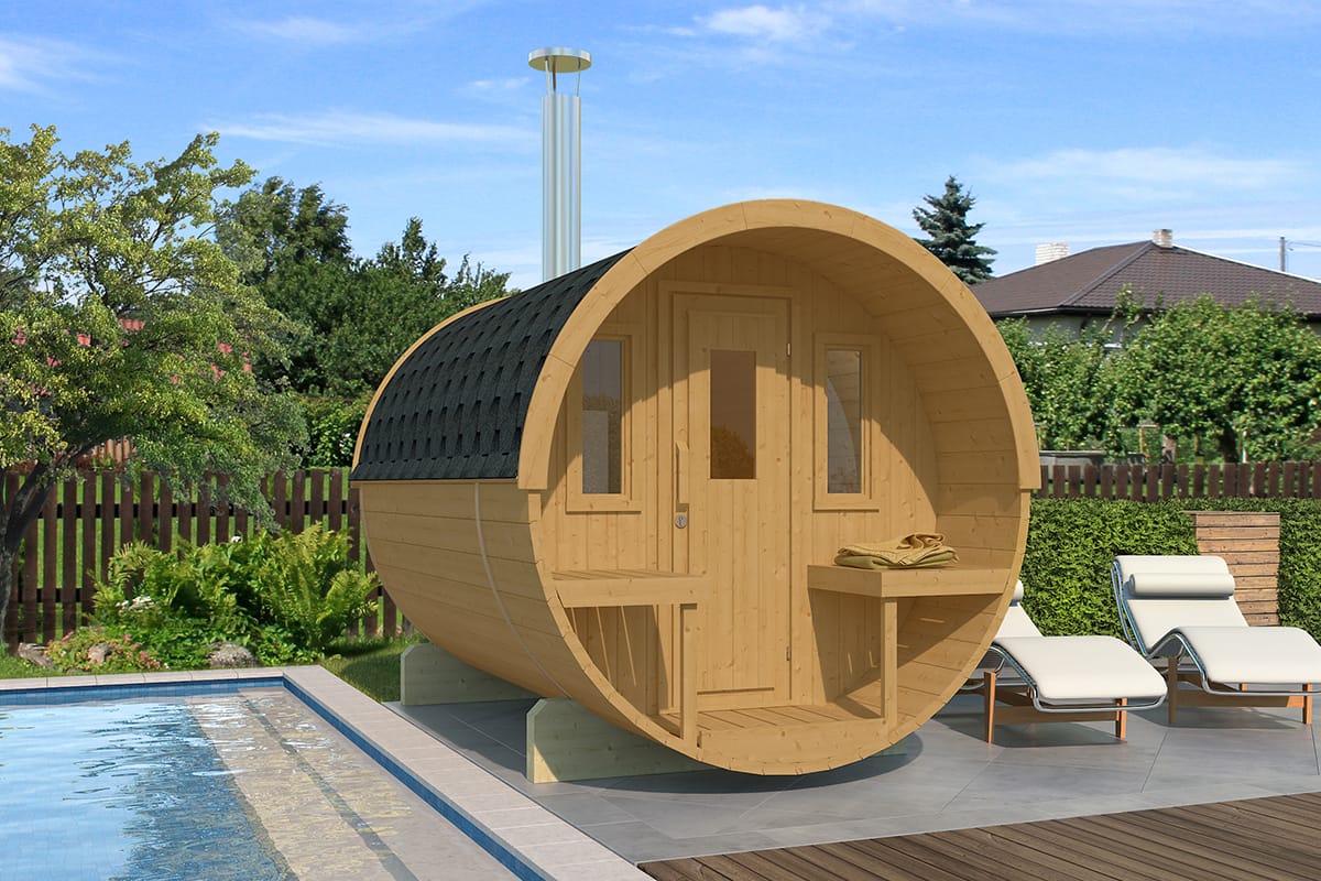 Barrelsauna Thermowood 205 x 250 cm