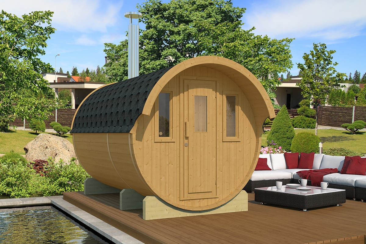Barrelsauna Thermowood 205 x 330 cm