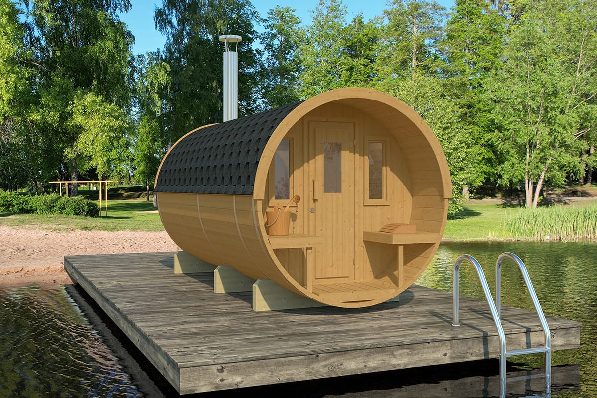 Barrelsauna Thermowood 205 x 400 cm