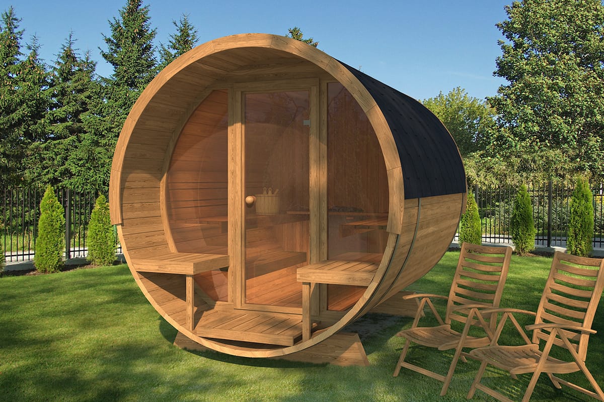 Barrelsauna Thermowood 230 x 280 cm