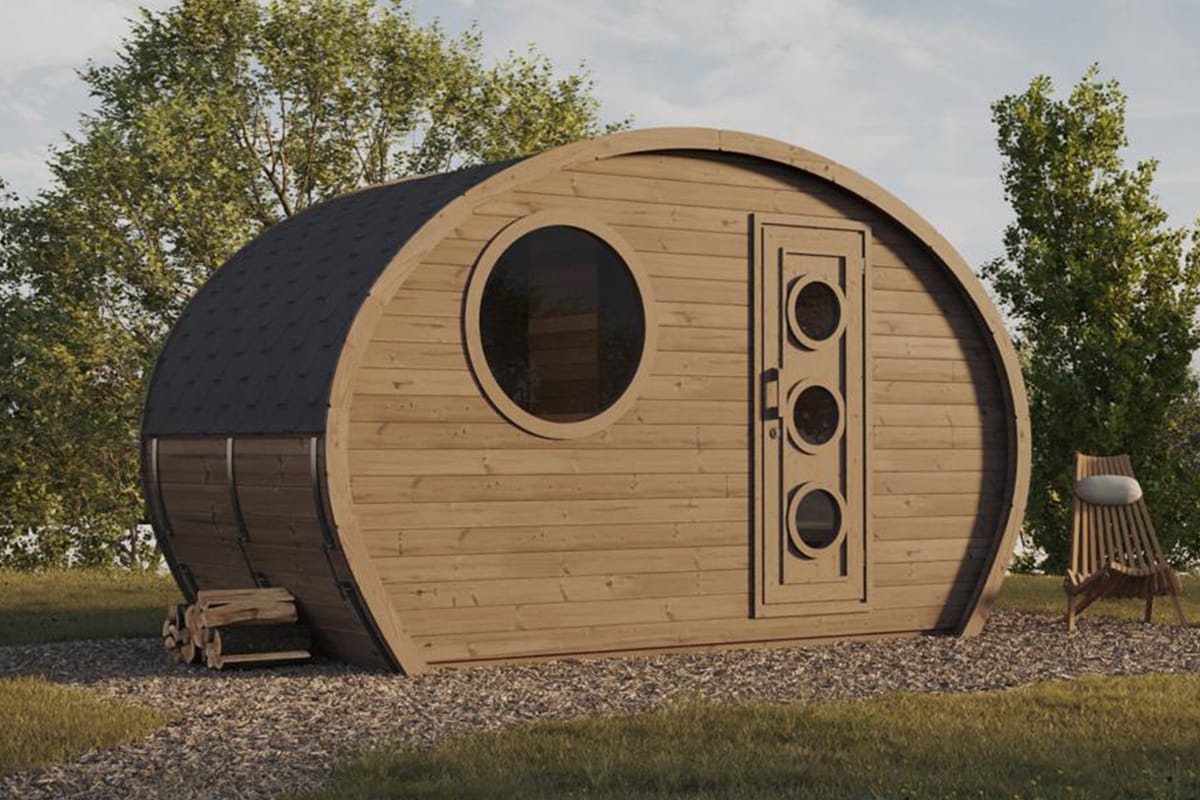 Barrelsauna Thermowood 405 x 195 cm