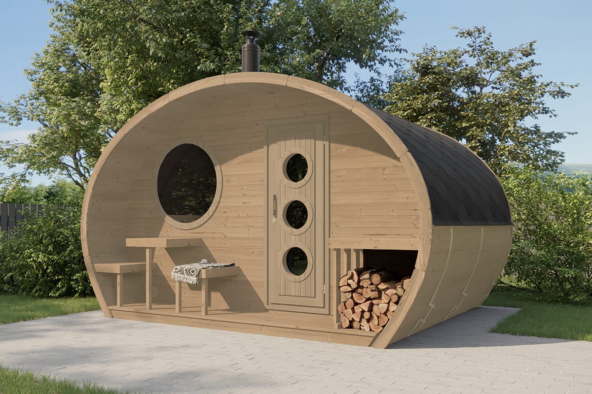 Barrelsauna Vuren 410 x 300 cm