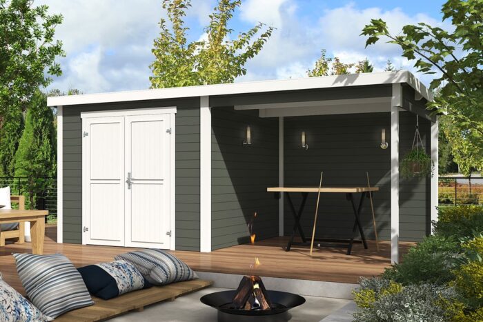 Tuinhuis Lars Green Grey Wit behandeld