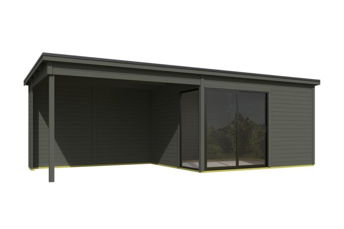 Tuinhuis Olivia Met Overkapping Green Grey Behandeld 2