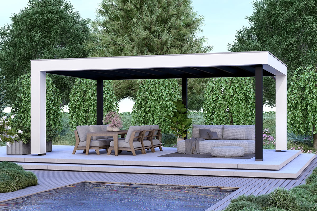Overkapping Blend Serie 1 Boeideel Wit Constructie Zwart 2 segmenten