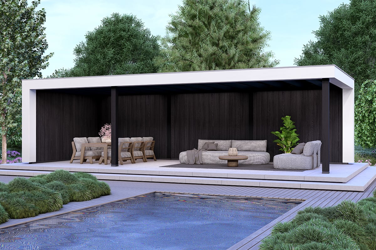 Overkapping Blend Serie 2 Zwarte Sponningplanken 3 segmenten