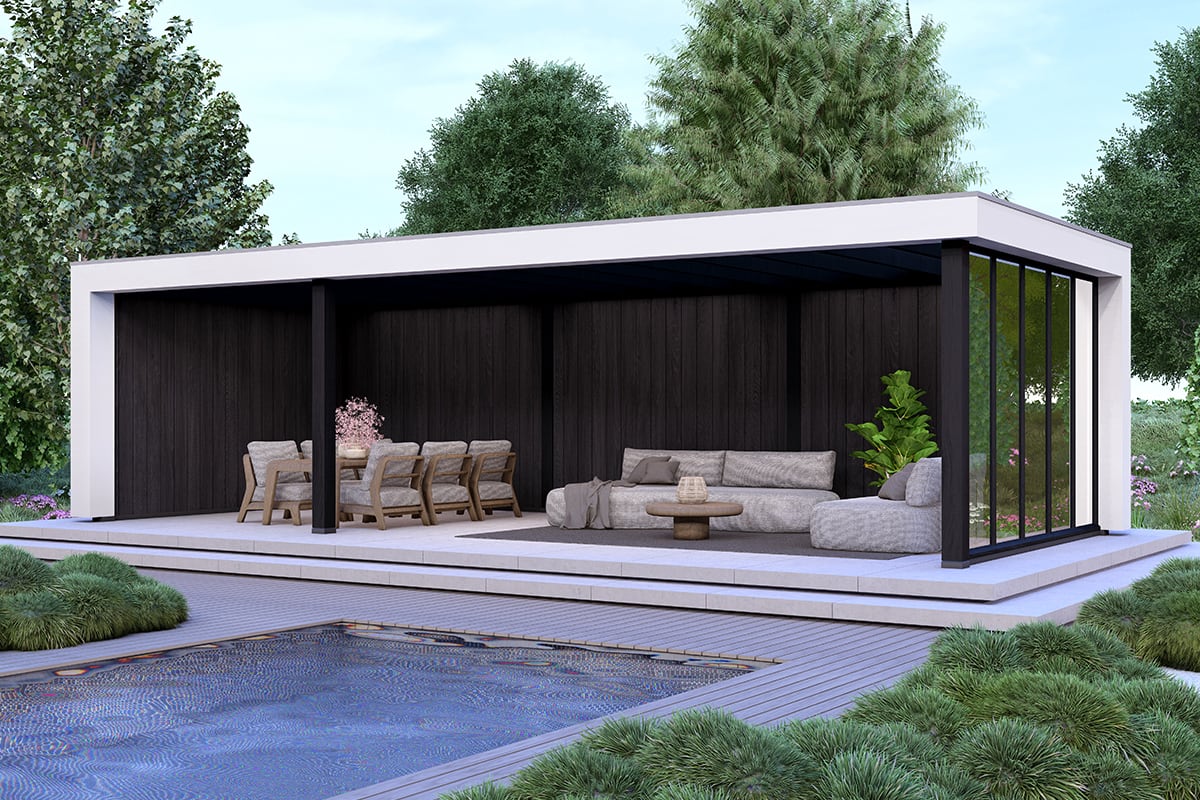 Overkapping Blend Serie 3 Zwarte Sponningplanken 3 segmenten