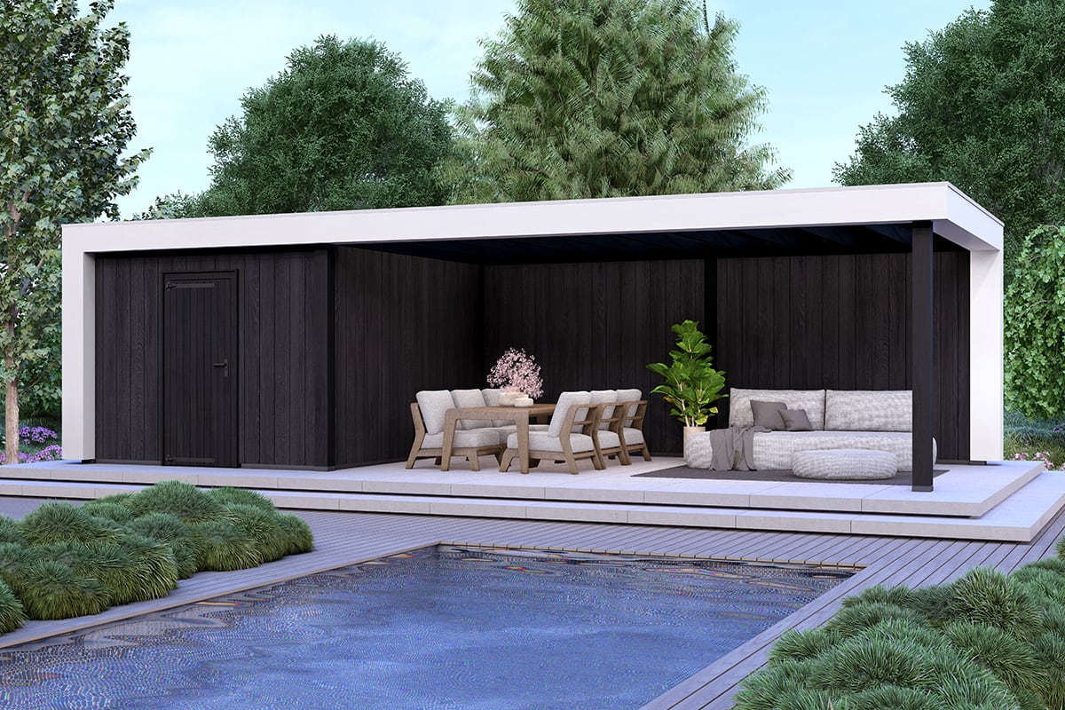 Overkapping Blend Serie 4 Zwarte Sponningplanken 3 segmenten