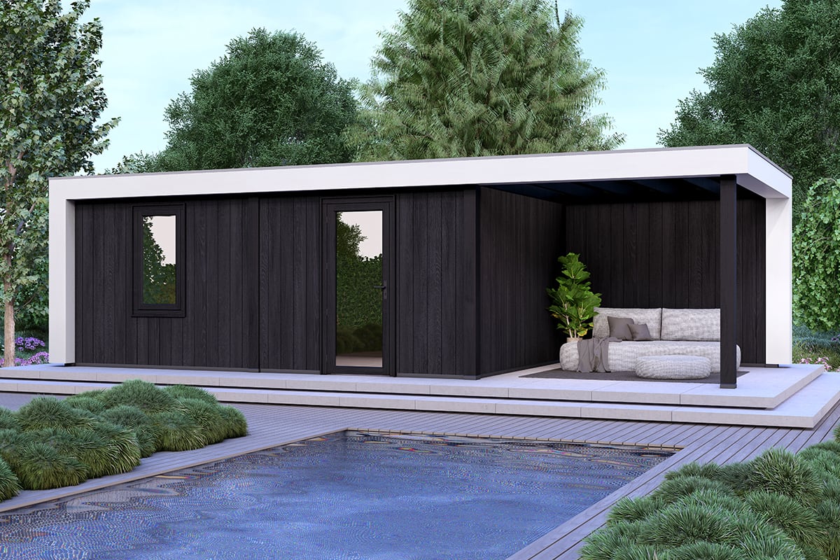 Overkapping Blend Serie 5 Zwarte Sponningplanken Constructie Zwart 3 segmenten